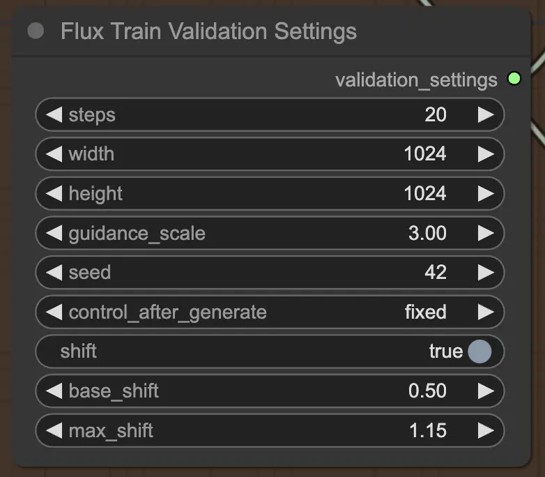 FLUX LoRA 训练：FluxTrainValidationSettings